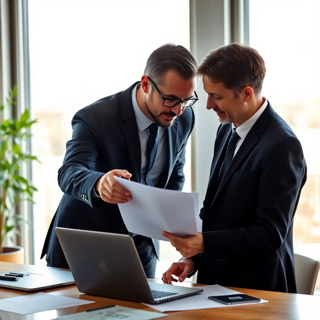 Professionele financieel adviseur die een vermogensplan bespreekt met een cliënt